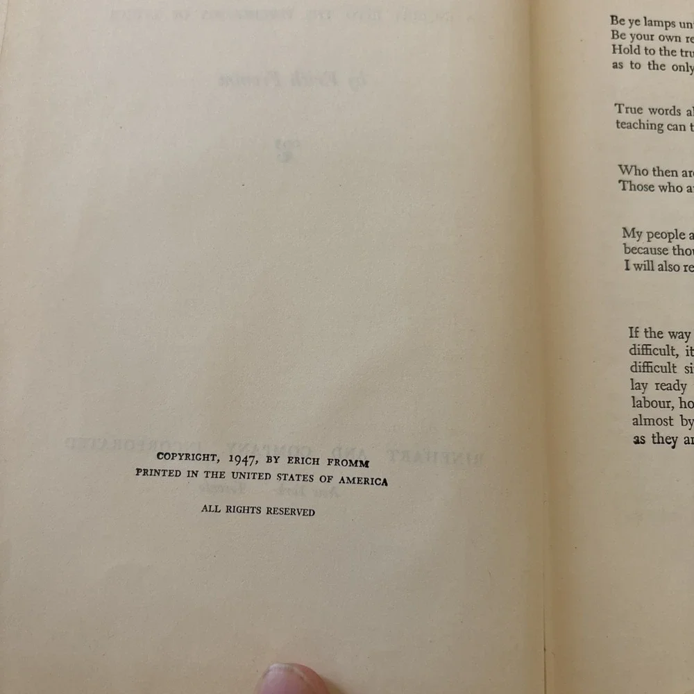 Man for Himself An Inquiry‎ Into the Psychology of Ethics First Edition 1947